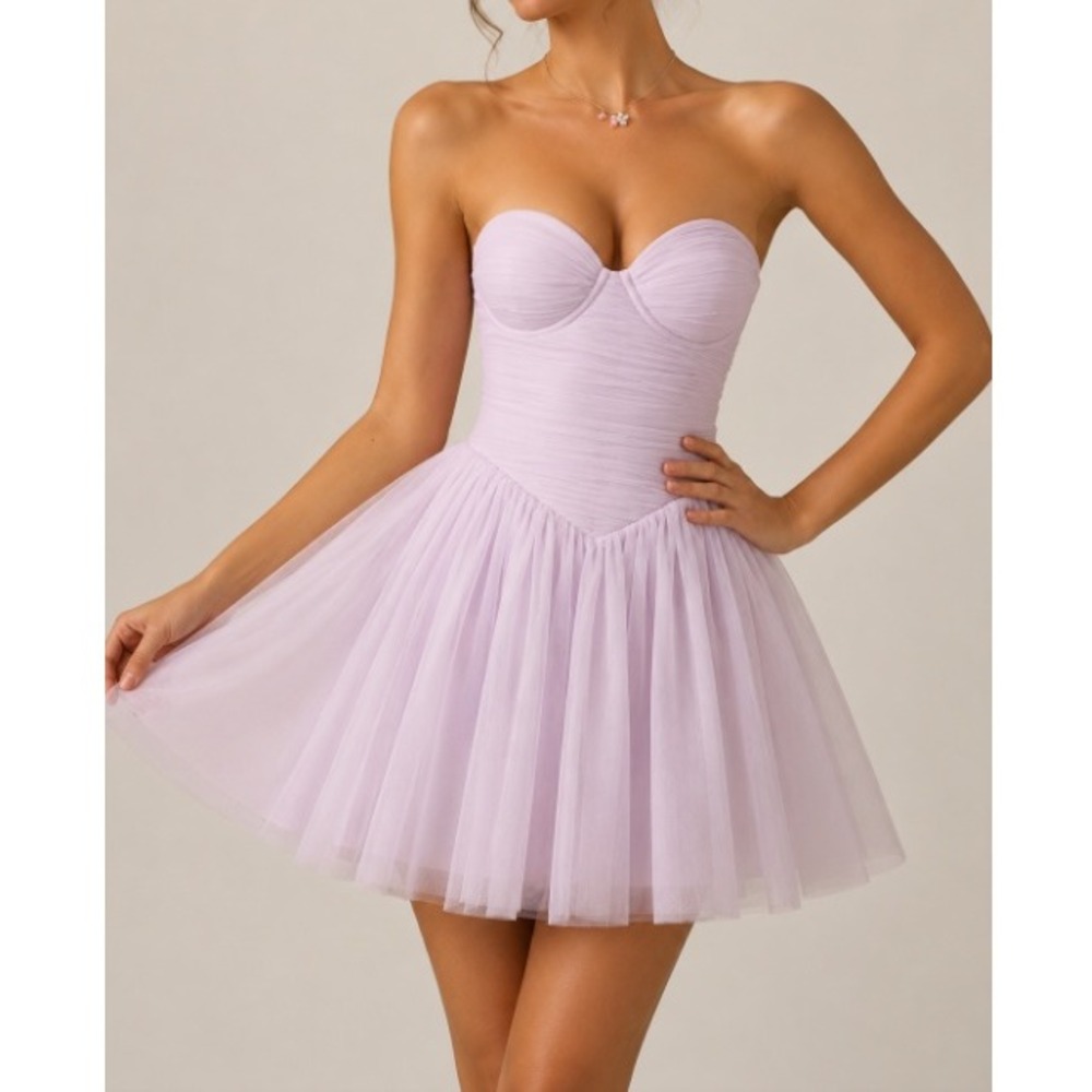 Oh Polly Women's Lilac Dottie Tulle Underwired Corset Mini Dress Size 16 NWT